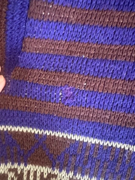 Vintage 80s Men's Fair Isle Knit 1/4 Zip Sweater Benetton XL - Picture 4 of 6